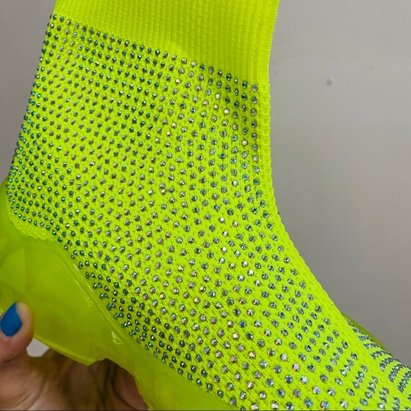 Neon yellow rhinestoned Sneaker - Picture 6 of 7